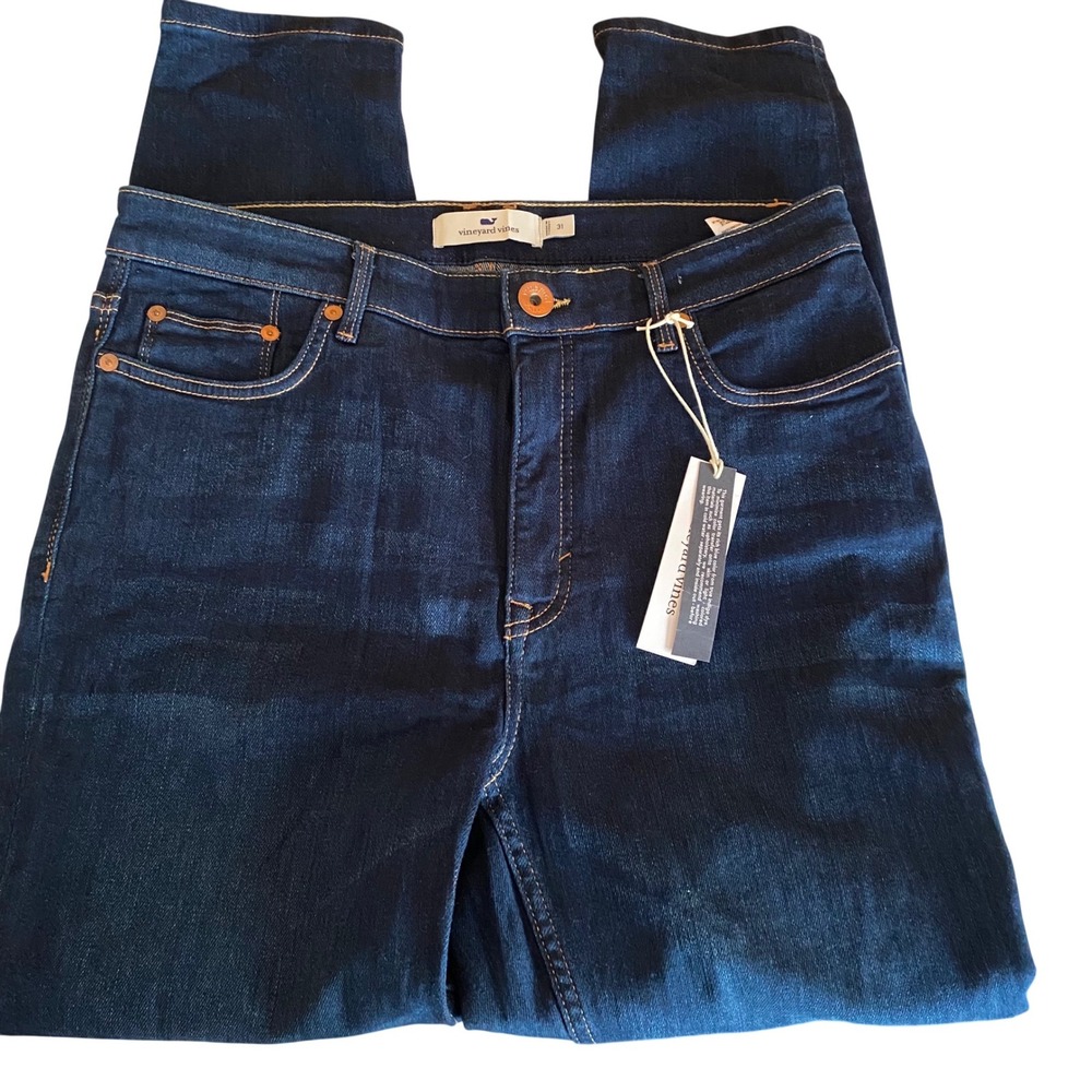 Vineyard Vines NEW Jamie High Rise Skinny Jeans Dark Wash Candiani Denim 31